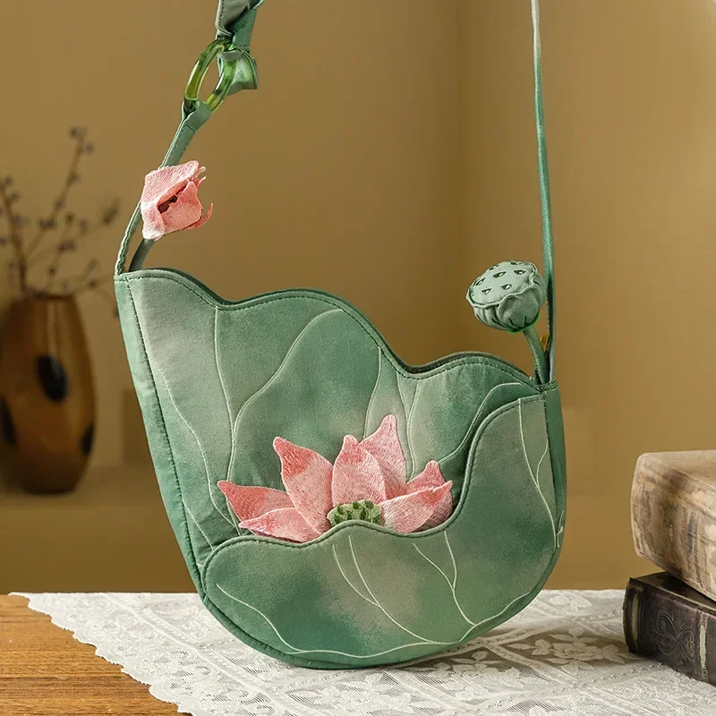 Women'S Bags New Collection - أنيقة النمط الصيني لوتس ليف الأزهار