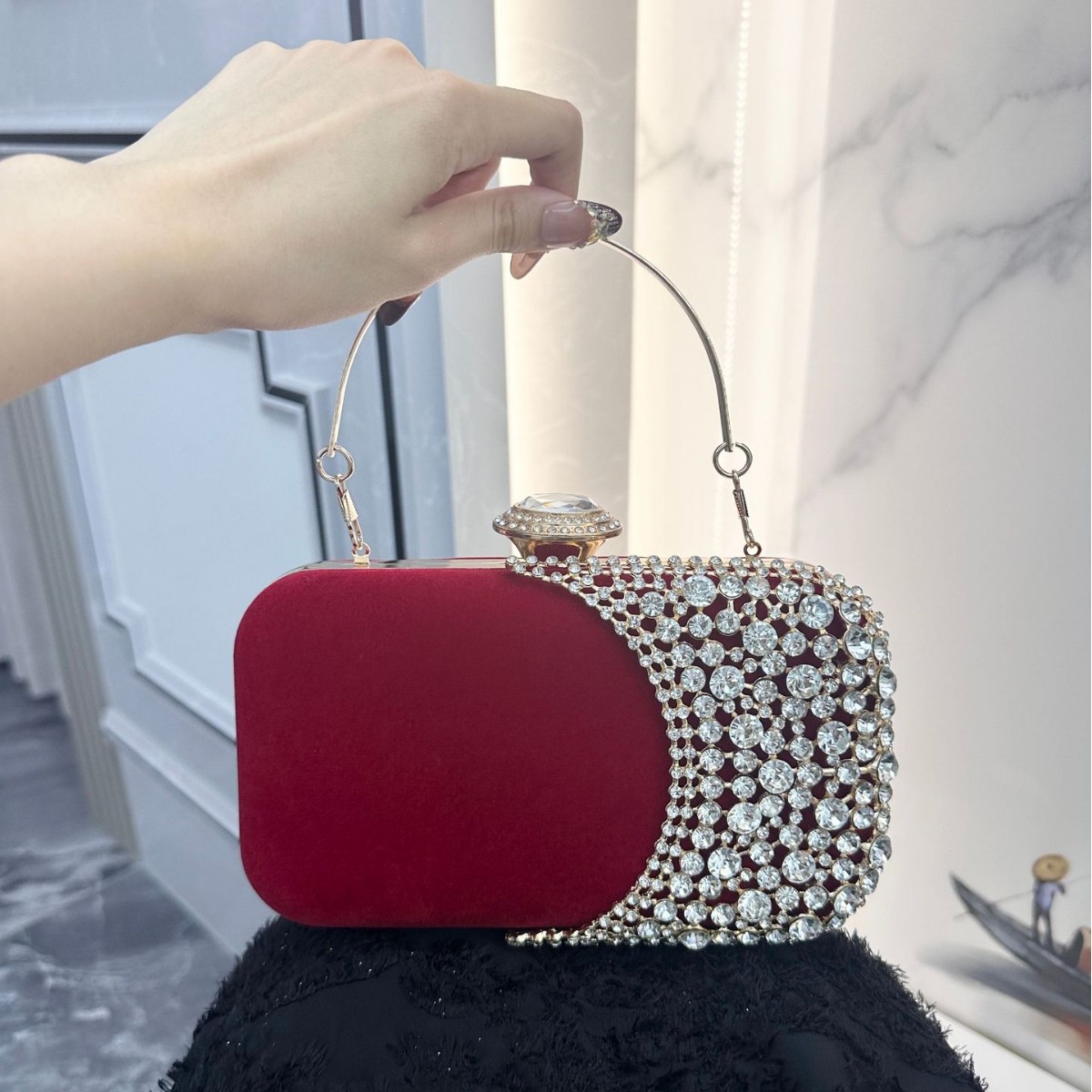 Women'S Elle Bags - حقيبة يد مسائية مدمجة بالألماس الرجعية