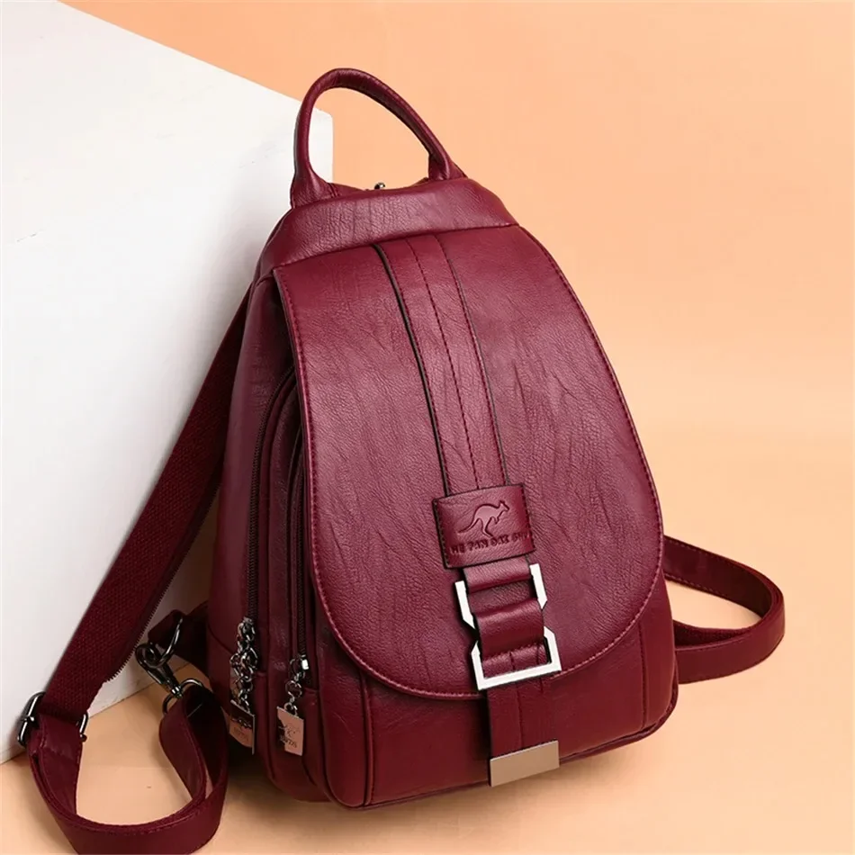 Women'S Kangaroo Bags - متعددة الوظائف النساء حقائب ظهر جلدية