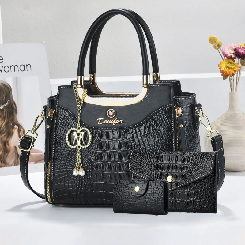 Women Bags Crossbody - مجموعة حقائب يد نسائية بنقشة التمساح،