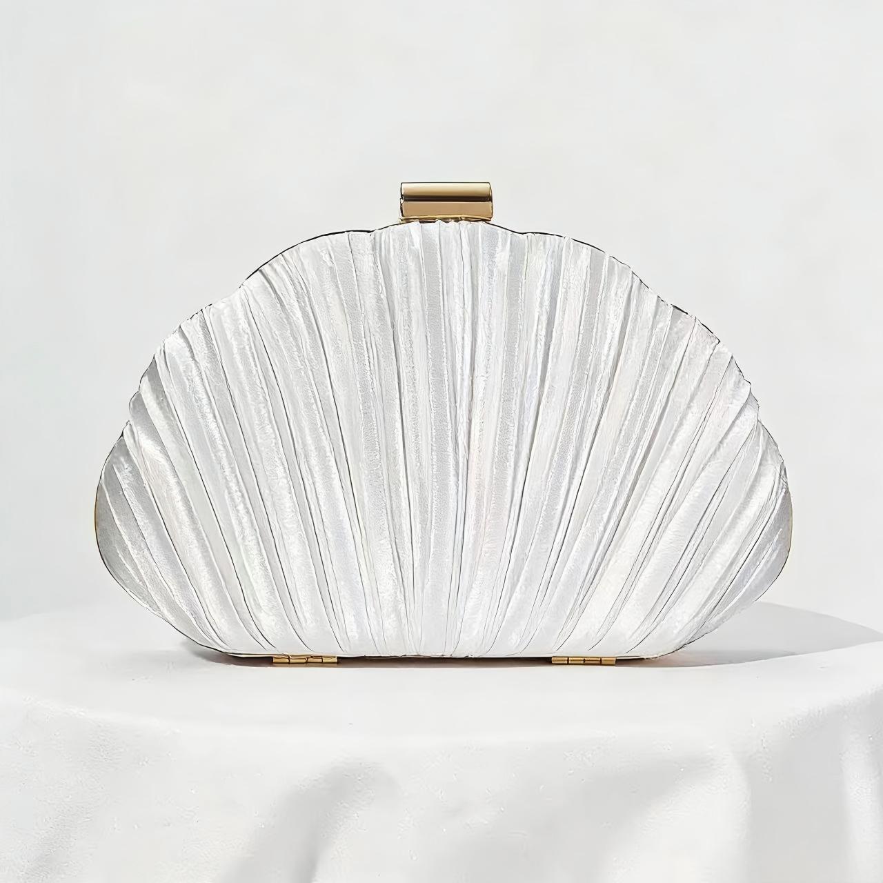 Women'S Evening Bags - حقيبة سهرة جديدة بتصميم صدفي مجعد،