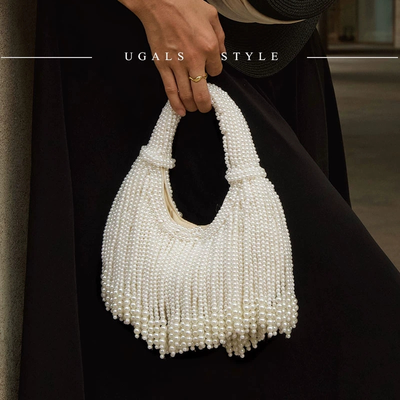 Women'S Evening Bags - حقيبة يد فاخرة بتصميم مقبض لؤلؤي