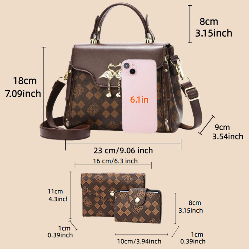 مجموعة حقائب نسائية من 3 قطع،  - مراجعة Women Bags Crossbody وسعره