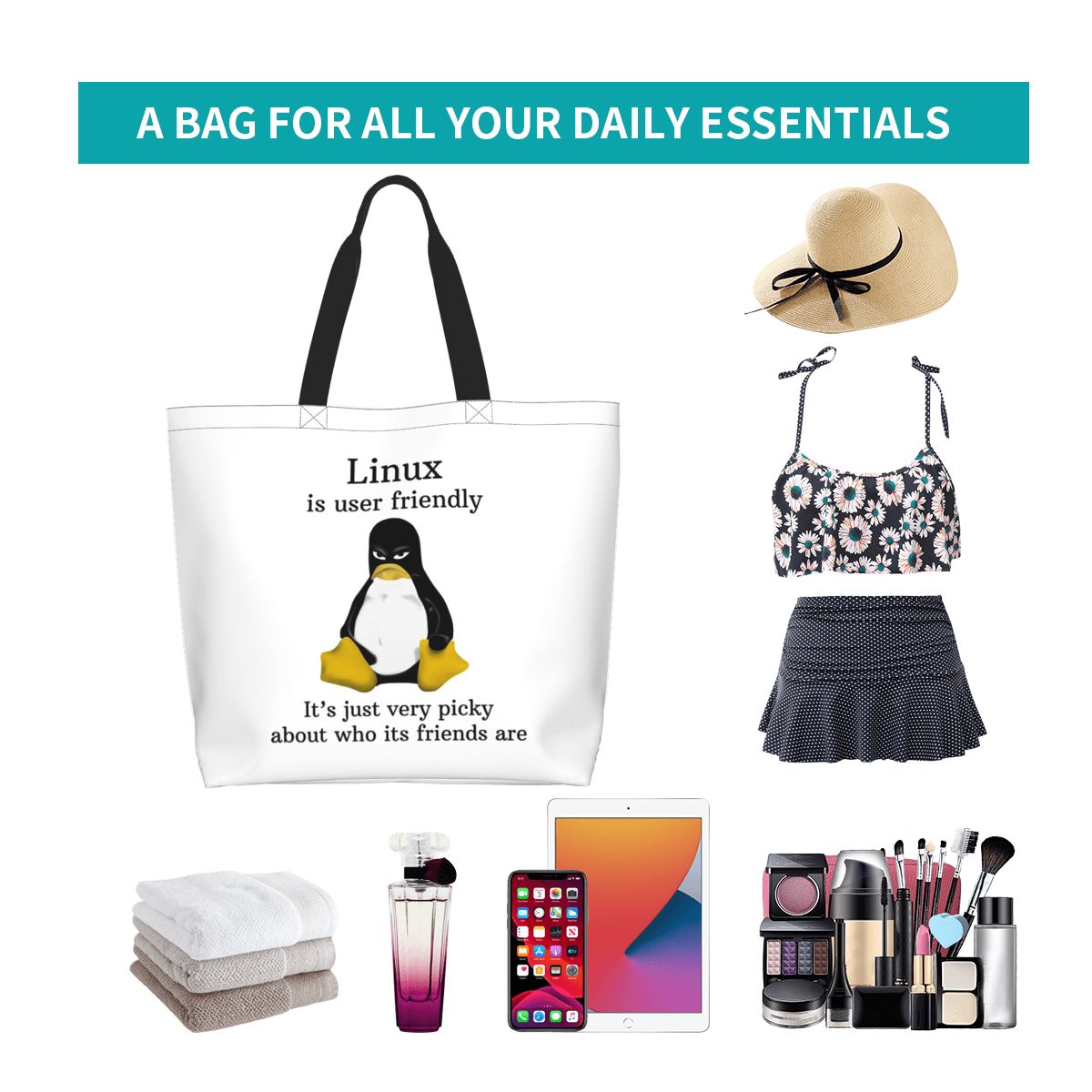 حقيبة تسوق قماشية كبيرة السعة  - مراجعة Women'S Bags Very وسعره